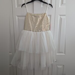 Girls size 12 plus Wonder Nation Cream special occasion, sequins strap dress.